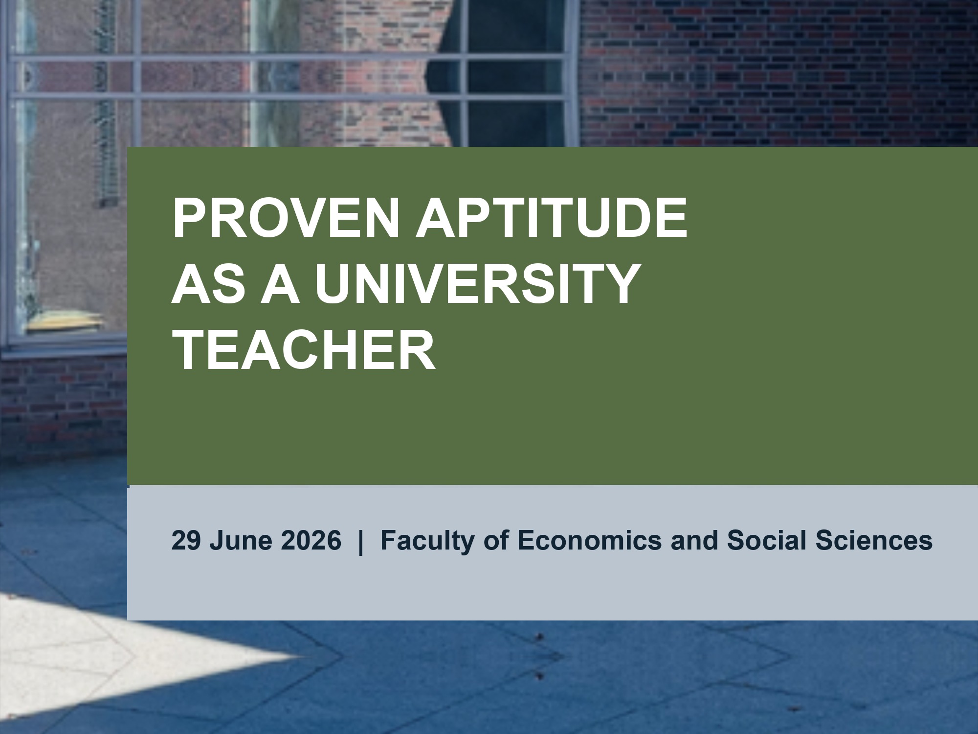 Proven aptitude as a university teacher – confirmed 29 June 2026